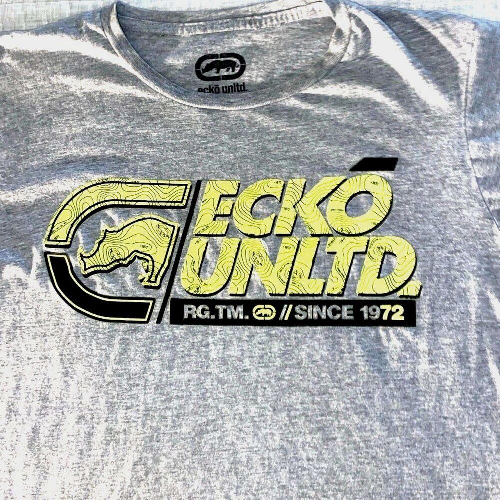 Ecko Unltd Graphic Tee - Gray/Neon Yellow MEDIUM